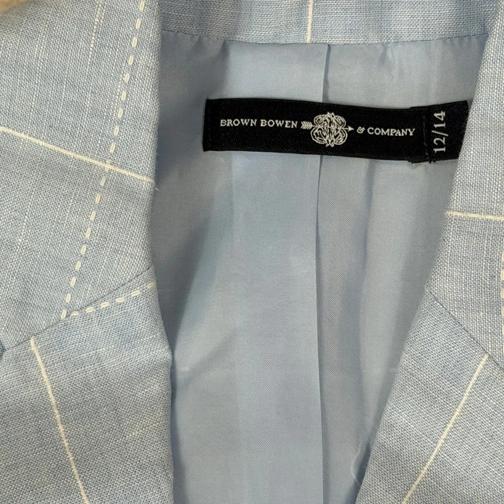Brown Bowen & Company Youth 12-14 Linen Cotton Gentlemans Jacket Blue Blazer